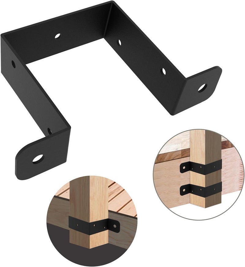 Wpbhk 4pcs Strap Post Ties Brackets, Square Tube Strap Clamp,U-Shaped Pipe Clamp Bracket, Black Square Tube Buckle for 4x4 Deck Fence Post Tie Bracket - Image 5